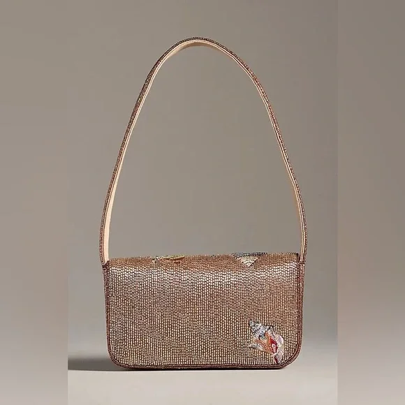 NWT new Anthropologie Fiona beaded sea shell seashell Tan Shoulder Bag purse - Picture 13 of 17